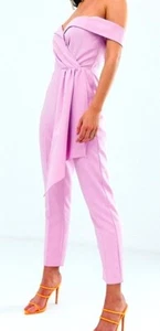 Lavish Alice pleated bardot and draped belt tailored jumpsuit - Picture 1 of 6