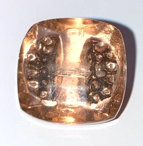 VTG Orange Clear Glass Self Shank Faceted Square Button Underside Texture 1/2" - Picture 1 of 7