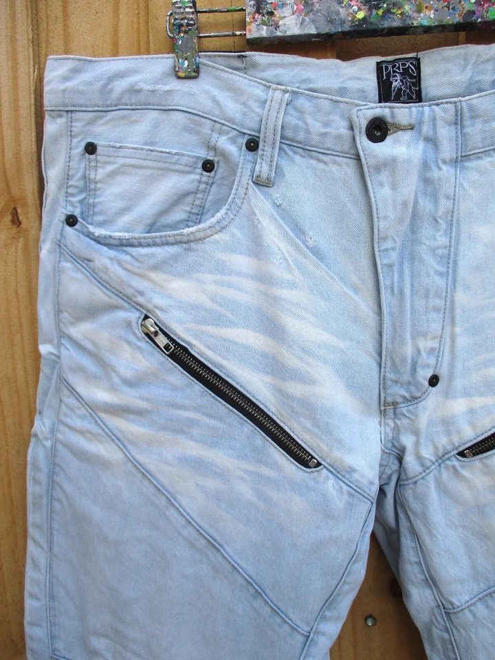 Prps E76P117X authentic stonewashed moto distressed straight leg jeans 38 32 - Image 1 of 4