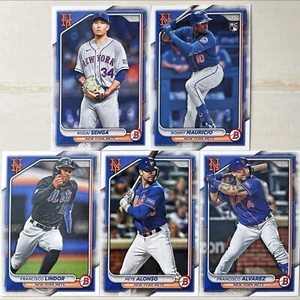 NEW YORK METS 5 CARD LOT - 2024 BOWMAN BASE TEAM SET - RONNY MAURICIO #13 ROOKIE - Bild 1 von 2