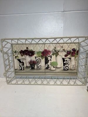 kathryn White Beverage Handled Metal Tile Bed Serving Tray Flower Vases - Image 1 of 4