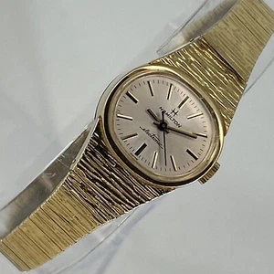 Vintage Hamilton Women's Watch Electronic Swiss Yellow Gold 10K GF NEW BATTERY - Picture 1 of 11