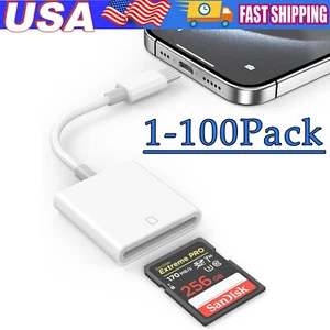 SD Card Adapter Camera Reader for iPad iPhone 6 6S 7 8 Plus 11 12 Pro X Xs Lot - Picture 1 of 15