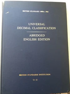 Universal Decimal Classification: B.S 1000A 1961 Hardback Book - Picture 1 of 3