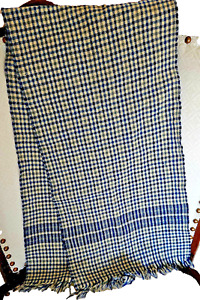 1940s? Wool Scarf 43" x 11" Subtle Blues and Black Hues Scottish?