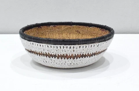 Basket Bali Indonesia Beaded Mirror Basket Cover