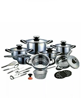 Set Batteria di Pentole 25 Pezzi in Acciaio Inox a Induzione Antiaderente AMC - Immagine 1 di 4
