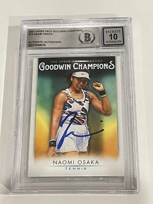 Naomi Osaka Signed UD Goodwin Champions Card IP Slabbed Beckett BAS COA b - Image 1 of 2