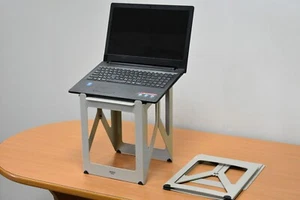 Portable tilted Laptop Stand 38 cm tall. Flat folding Riser for standing work. - Picture 1 of 2