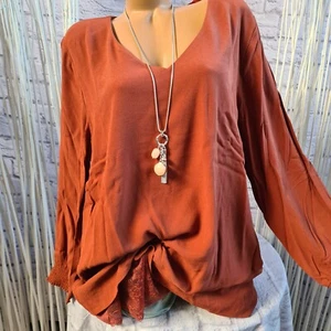 Sheego Tunika Bluse Damen Langarm braun 2 lagig Gr. 48 bis 58 (0 872) NEU - Bild 1 von 12