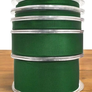 DARK GREEN GROSGRAIN RIBBON 3-38mm Thin Wide Solid Plain Emerald Cord CUT PER 1M - Picture 1 of 1