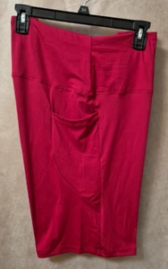 Breathable High-Waisted Women's Pull-On Stretch Shorts-Pockets-RED-Size 3X-NEW - Picture 1 of 5