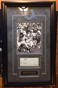 JOHNNY UNITAS Cheque Firmado DE LA Colección PERSONAL de KEN STABLER con Certificado de Autenticidad - Imagen 1 de 4