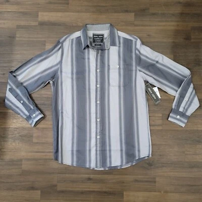 Modern Culture Button Shirt Gray Striped Long Sleeve Size Large NWT  - Image 1 of 4