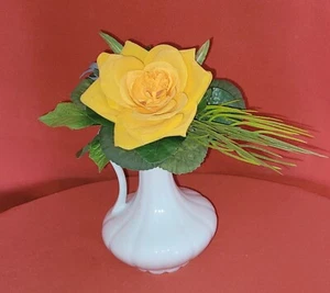 kleiner Kunstblumenstrauß mit gelber Rose Ø ca. 17cm liegend oder f.d. Vase - Bild 1 von 5
