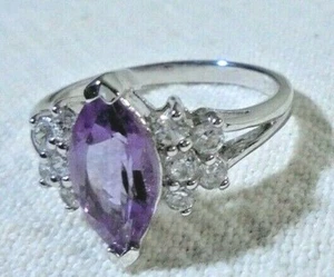 Costume Fashion Jewelry  Womens size 8 Ring amethyst purple cubic zirconia - Picture 1 of 9