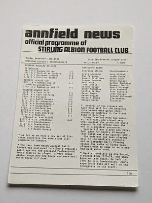 Stirling Albion v Stenhousemuir Scottish Football Reserve Programme 1985 - Image 1 of 2