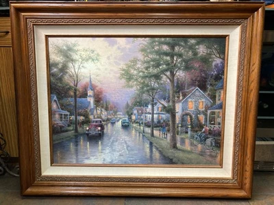 Thomas Kinkade 25.5x34 英寸“故乡早晨”S/N 版带框帆布 — 第 1/4 张图片