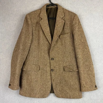 Harris Tweed Blazer Jacket Mens 100cm Herringbone Hand Woven Scottish Wool - Image 1 of 4