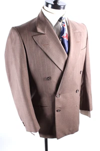 Vintage 50er Jahre Wolle kariert Zweireiher Anzug Mantel Jacke Herren Größe 38-40 - Bild 1 von 8