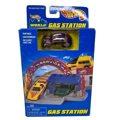 Gasolinera Hot Wheels World 1996 con insecto escarabajo púrpura Foto 1 de 4
