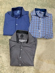 SET (3) English Laundry Hemd Herren 17,5 34/35 blau Button Down Kontrast Manschetten - Bild 1 von 22