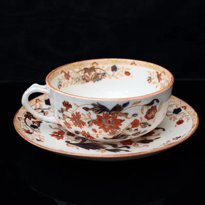 Antique Wedgwood Tea Cup and Saucer Japan Orange Imari Pattern - Image 1 of 4