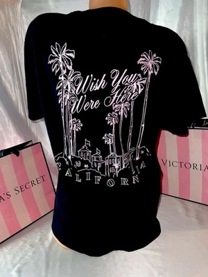 Victoria Secret PINK Boyfriend T-Shirt Large Oversized CALIFORNIA Black - Image 1 of 2