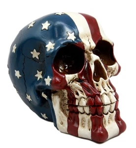 Ebros Patriotic US American Flag Star Spangled Banner Skull Decorative Figuri... - Picture 1 of 5