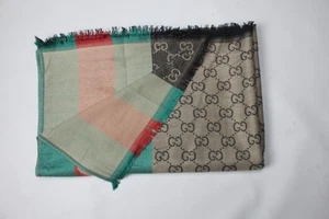 Authentic Gucci Wrap 65% Cashmere 35% Silk Stole Shawl Multicolor Used - Picture 1 of 12