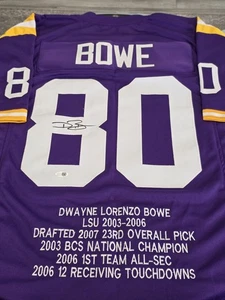 Dwayne Bowe Autographed/Signed Jersey JSA Sticker Purple Custom Jersey  - Picture 1 of 7