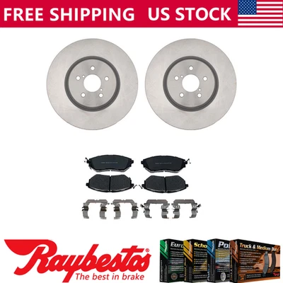 Kit de rotores de freno delanteros + pastillas de cerámica y herrajes para Subaru Legacy 2005-2014 Foto 1 de 4