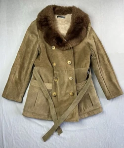 100% Leather Cowhide 3/4 Long Jacket Belted Women’s Small Beautifully Crafted - Picture 1 of 15