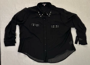 Camisa Bongo Negra Junior Plus Sólida Bling Bolsillos y Cuello 3X Nueva con Etiquetas (8017) - Imagen 1 de 10