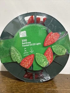 Home Accents 100 Count Red / Green Faceted C9 LED Lights 65.4 Ft NEW - Picture 1 of 2