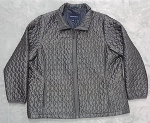 Chaqueta acolchada Lands' End para mujer talla 2X 20W-22W negra gris PrimaLoft aislada - Imagen 1 de 8