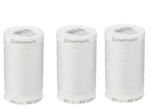 Sew-All, All PurposeThread 547 Yards-Black GUTERMANN Thread 3 pack White - Picture 1 of 2