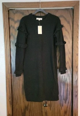 NEW xs Michael kors sweater dress long sleeves black 5% cashmere Women's - Image 1 of 4