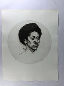 SIGMUND ABELES ORIGINAL SIGNED ETCHING "PORTRAIT OF MARGOT JEFFERSON" - Picture 1 of 3
