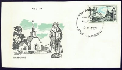 Belgium Nassogne, from FDC, Crease at Left, Used - Image 1 of 2