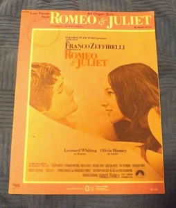 PARTITURAS DE ÓRGANO TEMA DE AMOR DE ROMEO Y JULIETA - 1969 FAMOSO CUERPO DE MÚSICA - Imagen 1 de 4