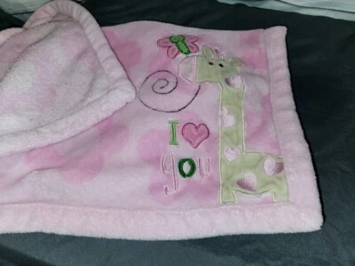 Manta bebé Carters Just Year rosa jirafa te amo corazón felpa mariposa Foto 1 de 4