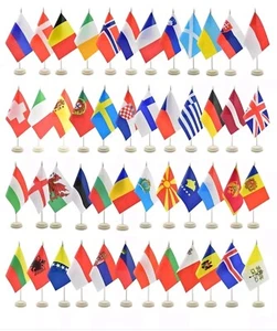 Ckexin Table Top Size 48 European Flags Poles & Bases Decorative Educational  - Picture 1 of 5