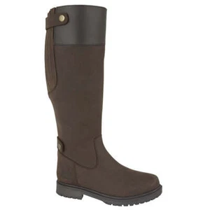 Women WOODLAND Dark Brown Waxy Leather Back Zip Gusset Country Boot TPR Sole - Picture 1 of 1