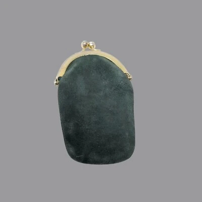 Винтажный мини монета сумочки зеленый поцелуй замок из микрофибры - Изображение 1 из 4