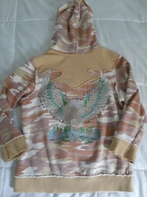 Miss Me Hoodie Sweatshirt Womans Size Med Full Zip Up Rhinestones Pockets - Image 1 of 4