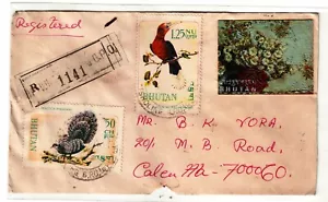 Bhutan-3 Diff. 50, 75CH &1.25NU Stamps on Regi. Cover tied with Postmark #15FD18 - Picture 1 of 1