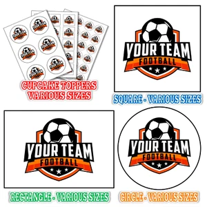 YOUR TEAM FOOTBALL BADGE - EDIBLE CAKE CUPCAKE TOPPERS ANY CLUB LOGO WAFER ICING - Picture 1 of 27