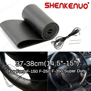 14.5\"-15\"Steering Wheel Cover Genuine Leather For Ford F250 F350 Super Duty - Bild 1 von 9