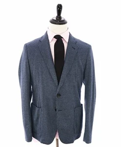 $1,495 ARMANI COLLEZIONI-Ungefütterter blauer Hahnentritt-Slim aktualisierter Baumwollblazer-42R - Bild 1 von 9